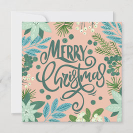 Blommigt rosa-Helgdag för julfoto Julkort