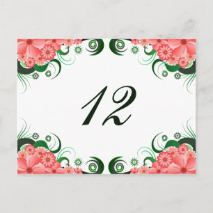 Blommigt Rosa Hibiscus Bordsnummer Reception Card