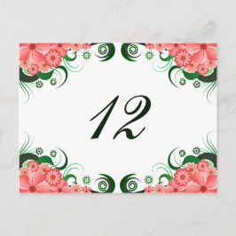 Blommigt Rosa Hibiscus Bordsnummer Reception Card