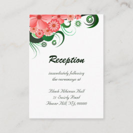 Blommigt Rosa Hibiscus bröllopsmottagningsutrymme Tilläggskort