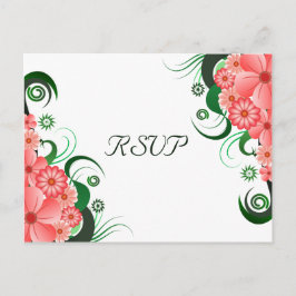 Blommigt Rosa Hibiscus Elegant OSA Responskort Car Inbjudan Vykort