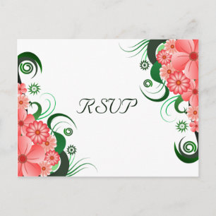 Blommigt Rosa Hibiscus Elegant OSA Responskort Car Inbjudan Vykort