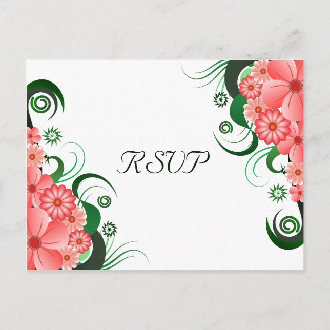 Blommigt Rosa Hibiscus Elegant OSA Responskort Car Inbjudan Vykort (Framsida)