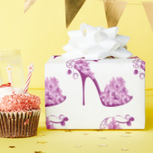 Blommigt Rosa High Heel Shoes Presentpapper