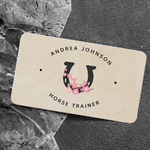 Blommigt Rosa Horseshoe Farm Ranch Riding Instruct Visitkort