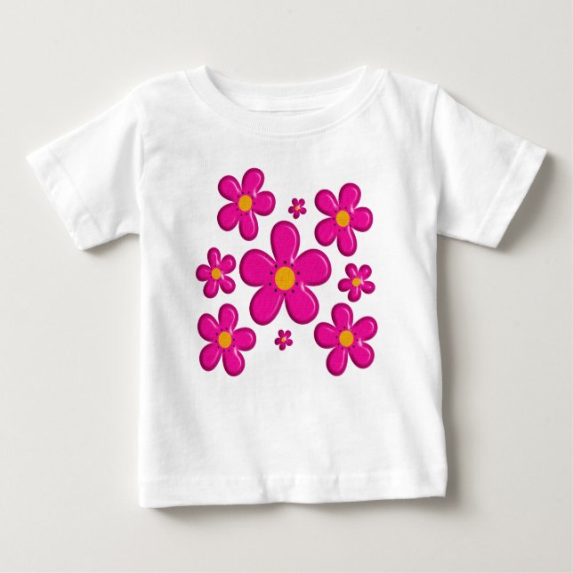 Blommigt rosa inslag t-shirt (Framsida)