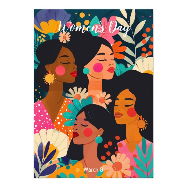 Blommigt Rosa Internationell Kvinnodagen Fototryck (Framsidan)