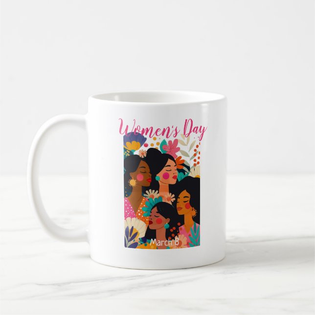 Blommigt Rosa Internationell Kvinnodagen Kaffemugg (Vänster)