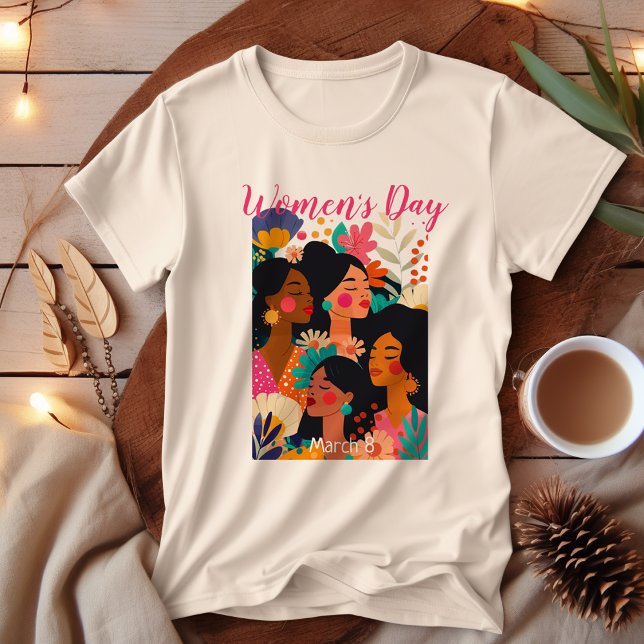 Blommigt Rosa Internationell Kvinnodagen T Shirt (Skapare uppladdad)