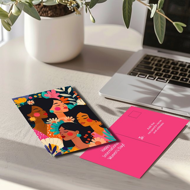 Blommigt Rosa Internationell Kvinnodagen Vykort (Skapare uppladdad)