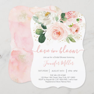Blommigt Rosa Kärlek i Bloom Möhippa Inbjudningar
