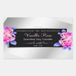 Blommigt Rosa Lila Silver produktförpackningsetike Rektangulärt Klistermärke
