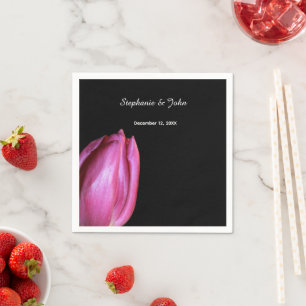 Blommigt Rosa Lila Tulips Möhippa Bröllop Pappersservett