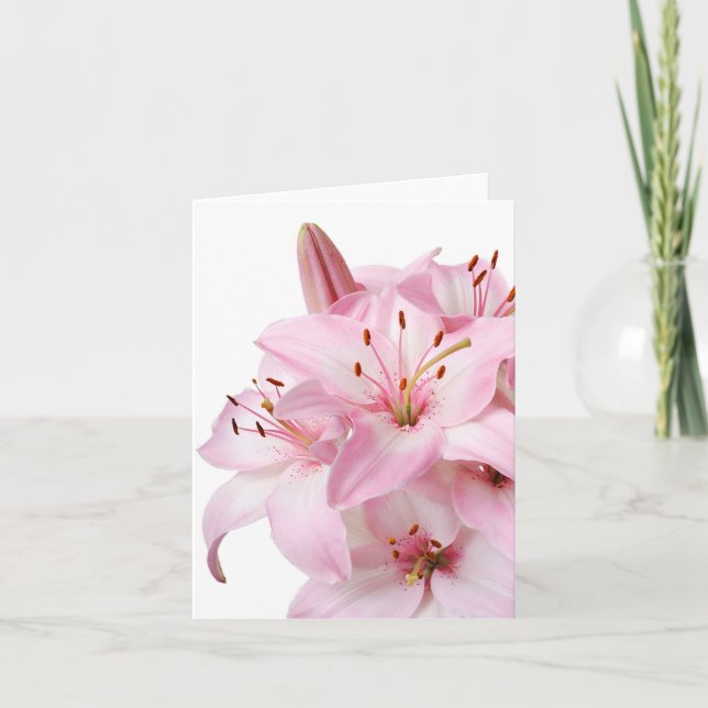 Blommigt Rosa Lily Flower Blank Notecard Tack Kort (Framsida)