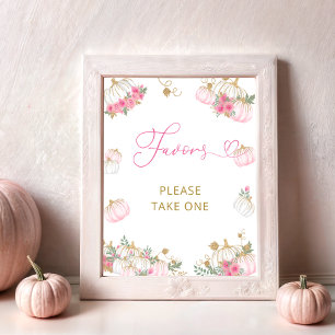 Blommigt Rosa Little Pumpkin Favors Poster