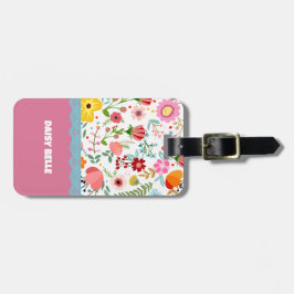 Blommigt Rosa Luggage Tag Bagagebricka