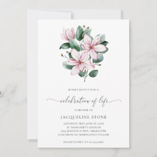 Blommigt Rosa Magnolia Elegant Firande Life Inbjudningar