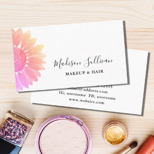 Blommigt Rosa Makeup och Hair-Affärskort Visitkort