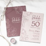 Blommigt Rosa Mauve Surprise 50:e födelsedagen Inbjudningar<br><div class="desc">Blommigtens rosa kan överraska 50:e födelsedagsfesten. Minimalistisk femininin-design har botaniska accenter och typsnitt för skrivstil. Blommigt inbjudan-kortets perfekt för en snyggt kvinnlig överraskning dagen firande.</div>