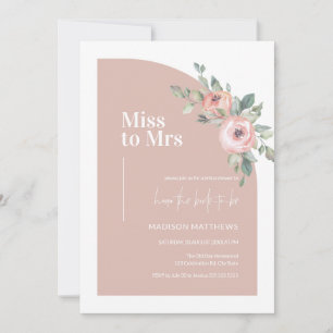 Blommigt Rosa Minimal Arch Miss till Mrs Möhippa Inbjudningar
