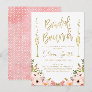 Blommigt Rosa Möhippa Brunch Inbjudningskort för m