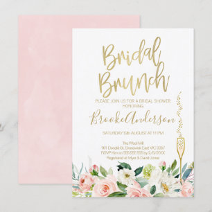 Blommigt Rosa Möhippa Brunch Inbjudningskort för m