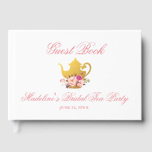 Blommigt Rosa Möhippa Tea Party Gästböcker