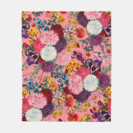 Blommigt Rosa Mönster Fleecefilt