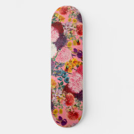 Blommigt Rosa Mönster Mini Skateboard Bräda 18,5 Cm