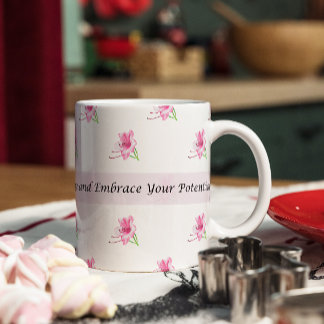 Blommigt rosa Motivering mugg