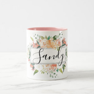 Blommigt Rosa Mugg