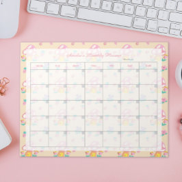 Blommigt Rosa Mushroom Cream Gult Planner Namn Anteckningsblock