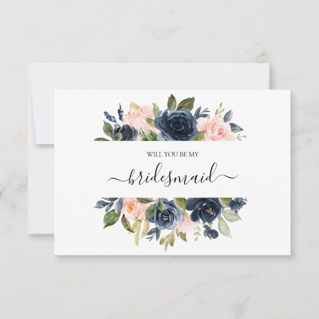 Blommigt  Rosa Navy Bouquet blir mitt kort (Framsida)