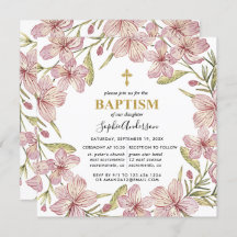 Blommigt Rosa och andnöd Baptism i Guld