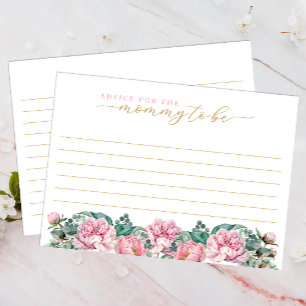 Blommigt Rosa och Guld Baby Shower Adapter för M Anteckningskort