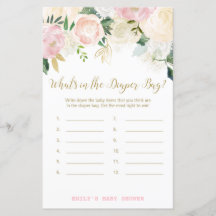 Blommigt Rosa och Guld Baby Shower Game PRINT