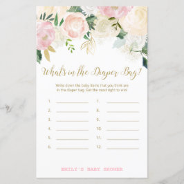 Blommigt  Rosa och Guld Baby Shower Game PRINT