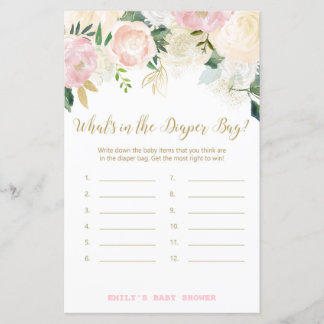 Blommigt  Rosa och Guld Baby Shower Game PRINT