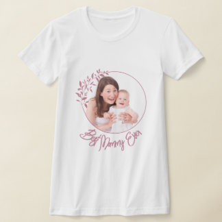 Blommigt Rosa och vitskript Anpassningsbar Mors da T Shirt