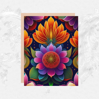 Blommigt Rosa Orange Färgskrapbok Papper