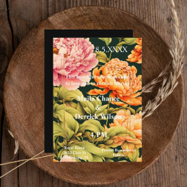 Blommigt Rosa Orange Grönt Ram Elegant bröllop Inbjudningar