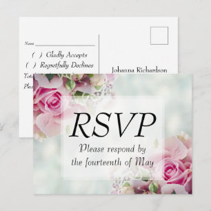 Blommigt Rosa Pastel Wedding OSA Vykort