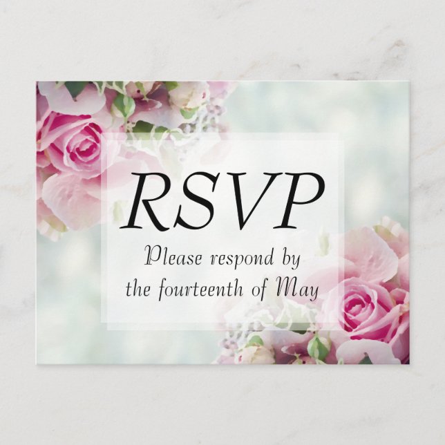 Blommigt Rosa Pastel Wedding OSA Vykort (Framsida)