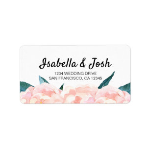 Blommigt Rosa Peach Peony returetiketters Adressetikett