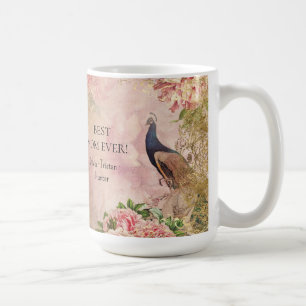 Blommigt Rosa Peacock Best Mamma Children Mors dag Kaffemugg