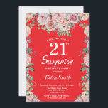Blommigt Rosa Peonies 21:a överraskningen Birthday Inbjudningar<br><div class="desc">Blommigt Rosa Peonies 21: a överraskningen: Röd inbjudan till kvinnor på födelsedagen. Vattenfärgad Blommigt blomma. Elegant Rosa ros och Peony Flowers. Vuxen Birthday. Röd bakgrund. 13:e 15:e 16:e 18:e 20:e 30:e 40:e 60:e 70:e 80:e 90:e 100:e, alla åldrar. Om du vill göra ytterligare anpassningar klickar du på knappen "Anpassa" och...</div>