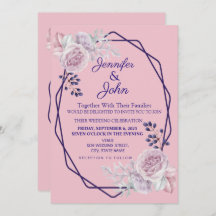 Blommigt Rosa Peonies Lila Geometric Ram Bröllop