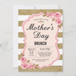 Blommigt Rosa Peonies Mors dag Brunch Inbjudan