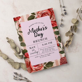 Blommigt Rosa Peonies Mors dag Brunch Inbjudningar