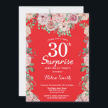 Blommigt Rosa Peonies Surprise 30års födelsedag Re Inbjudningar<br><div class="desc">Blommigt Rosa Peonies överraskar 30års födelsedag Röda inbjudan till kvinnor. Vattenfärgad Blommigt blomma. Elegant Rosa ros och Peony Flowers. Vuxen Birthday. Röd bakgrund. 13:e 15:e 16:e 18:e 20:e 30:e 40:e 60:e 70:e 80:e 90:e 100:e, alla åldrar. Om du vill göra ytterligare anpassningar klickar du på knappen "Anpassa" och användor verktyg...</div>